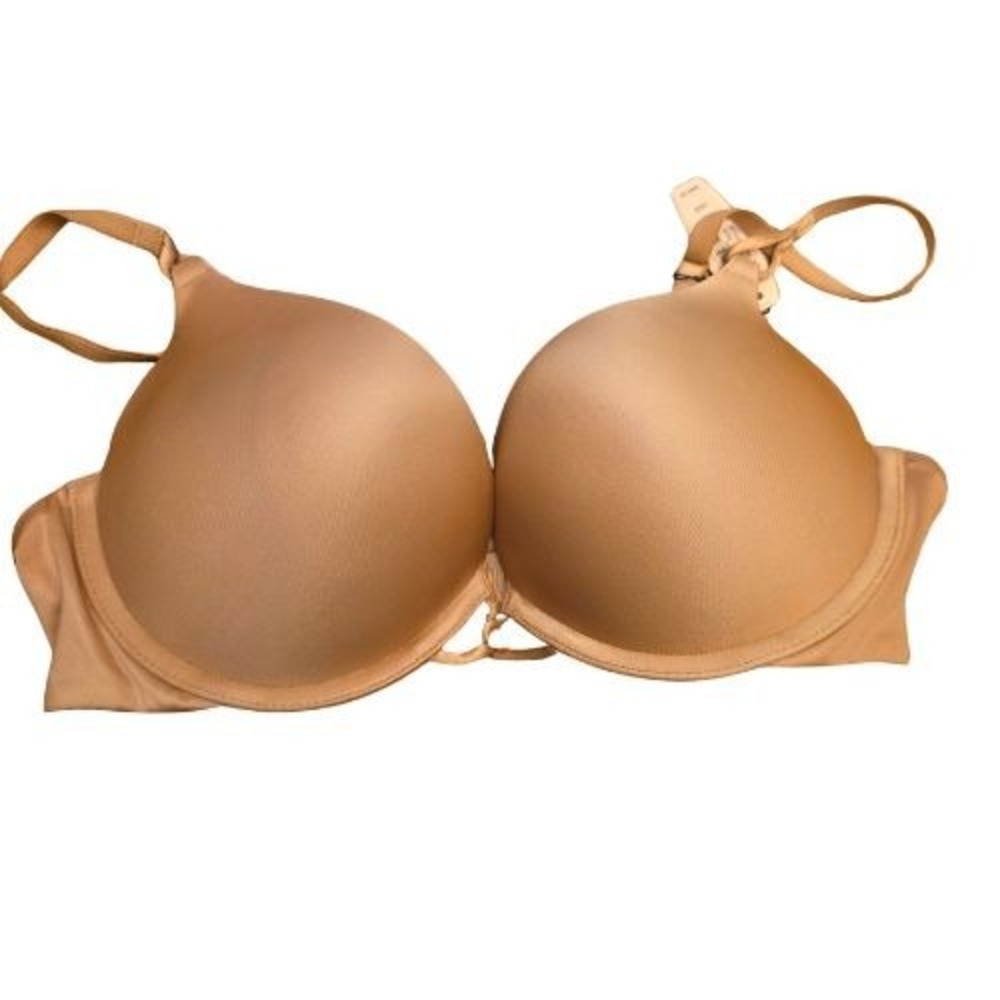 Victorias Secret Miraculous Plunge Push-Up Bra Tan Nude 36B Padded Underwire